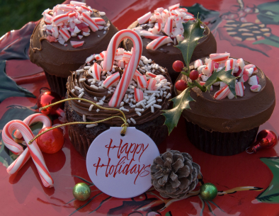 This candy cane Christmas holiday cupcake can be made by crushing candy cane