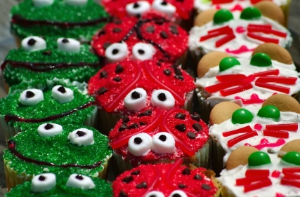 Cat, Frog, Ladybug Cupcakes
