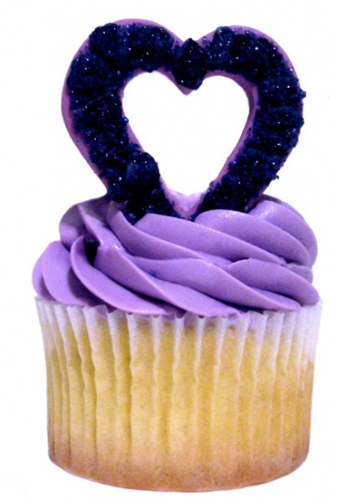 Violet heart cupcake